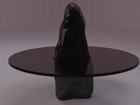 Designer table made of glass on natural stone HD 3D Model