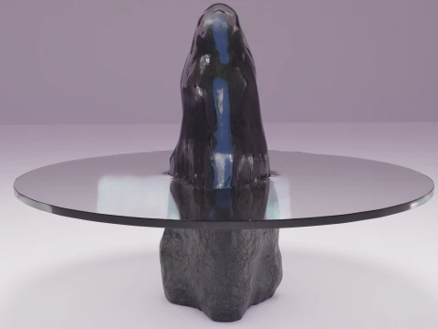 Designer table made of glass on natural stone HD 3D Model