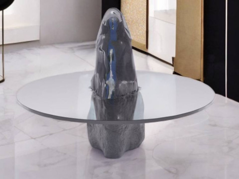 Designer table made of glass on natural stone HD 3D 모델