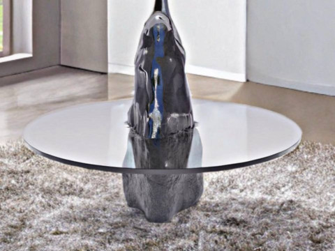 Designer table made of glass on natural stone HD 3D 모델