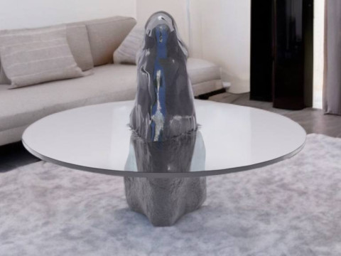 Designer table made of glass on natural stone HD 3D 모델