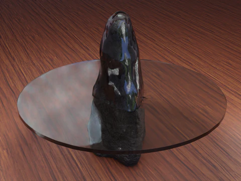 Designer table made of glass on natural stone HD 3D Model