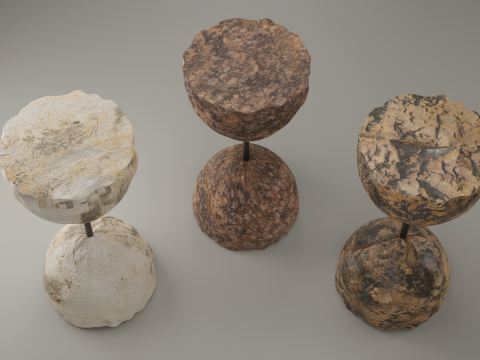 Designer stone bar stool Model 3D