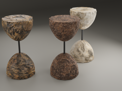 Designer stone bar stool Model 3D