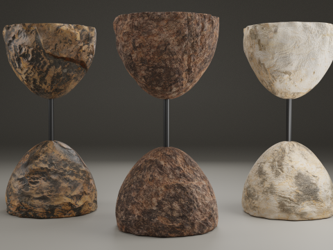 Designer stone bar stool Model 3D