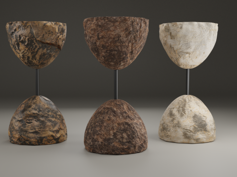 Designer stone bar stool Model 3D