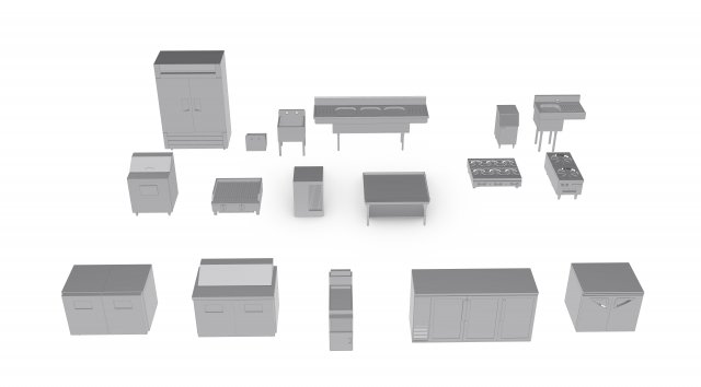 Commercial Kitchen Equipment Rhino Modèle 3D .c4d .max .obj .3ds .fbx .stl .blend 