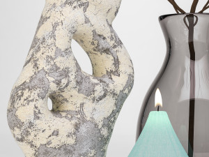 Decorative set with dried flowers 3D Model