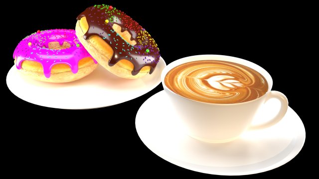 Donut icing with coffee 3D मॉडल .c4d .max .obj .3ds .fbx .stl .blend 