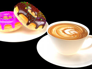 Kahve ile donut kreması 3D Model