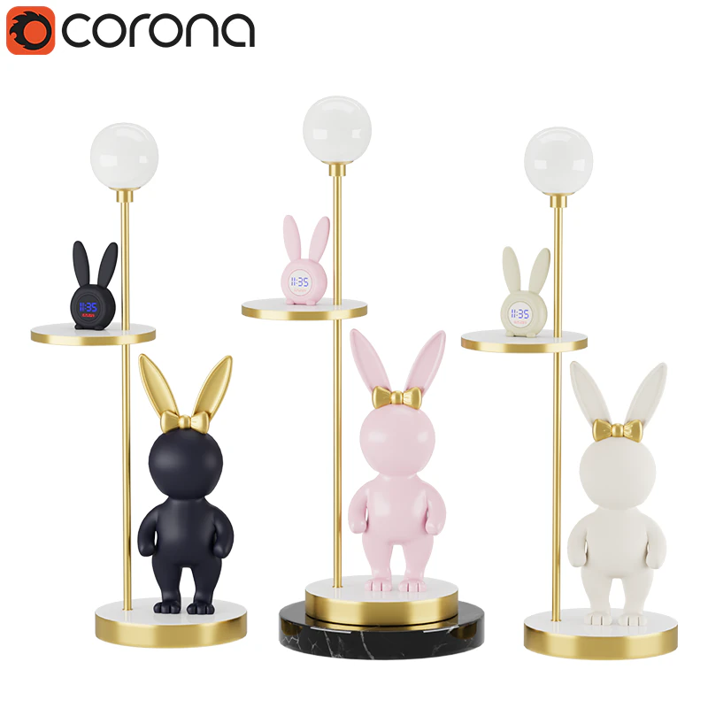 Bunny Rabbit Light 3D Model .c4d .max .obj .3ds .fbx .stl .blend 