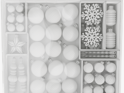 Collezione Di Ornamenti Per L'albero Di Natale Modello 3D