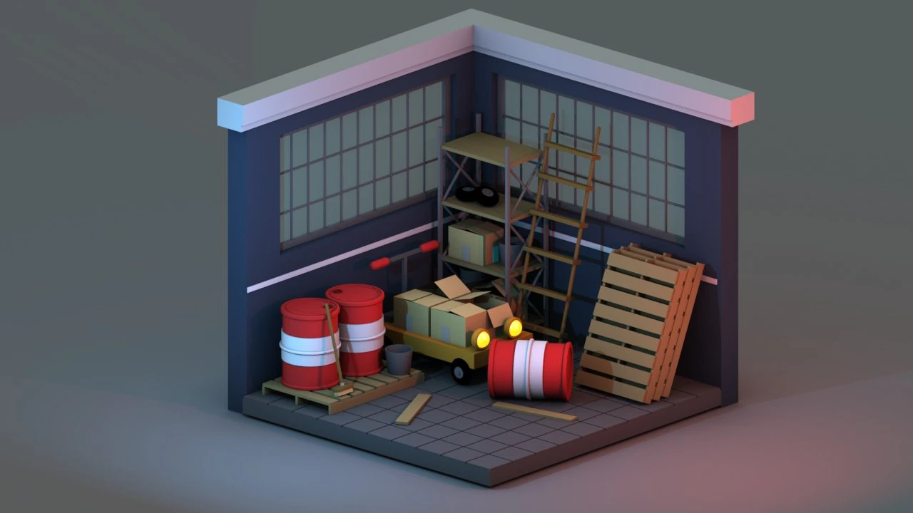 Isometric Warehouse 3D Model .c4d .max .obj .3ds .fbx .stl .blend