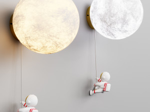 Creative Astronaut Moon Wall Lamp 3D-Modell