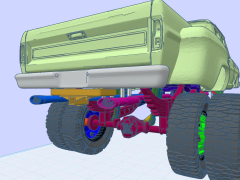 12-calowy podnośnik 70 F350 Crew Cab, dodatki, tom 4 z niestandardową przyczepą Model do druku 3D