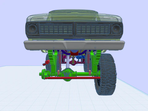12-calowy podnośnik 70 F350 Crew Cab, dodatki, tom 4 z niestandardową przyczepą Model do druku 3D
