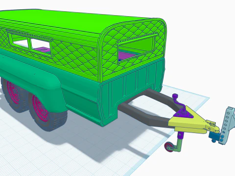 12-calowy podnośnik 70 F350 Crew Cab, dodatki, tom 4 z niestandardową przyczepą Model do druku 3D