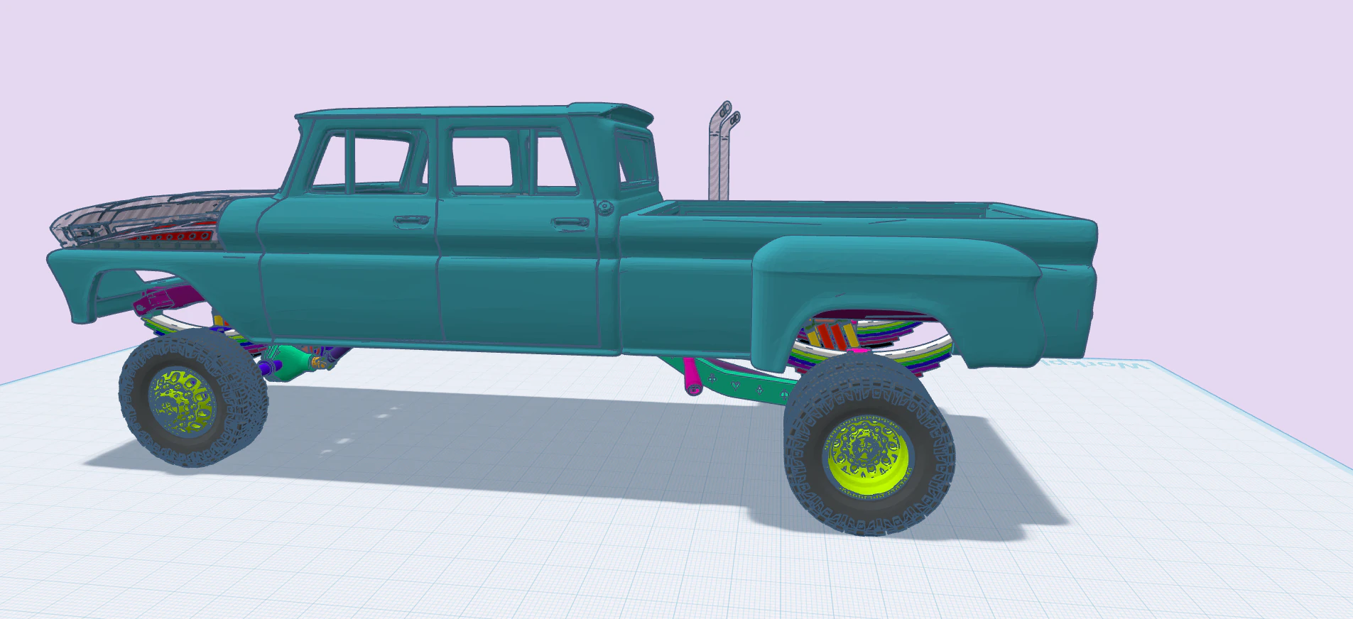 12 inch lift 1965 K10 Crew Cab add ons volume 3 with Custom Trailer 3D Print Model .c4d .max .obj .3ds .fbx .stl .blend
