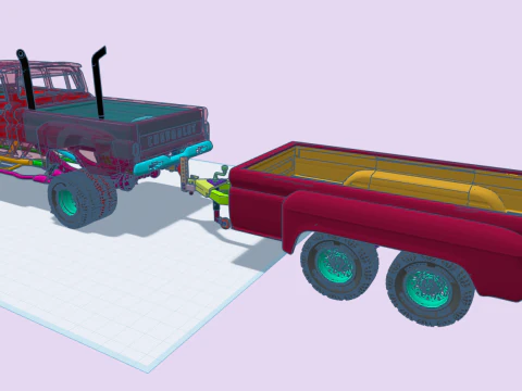 12 inch lift 1965 K10 Crew Cab add ons volume 3 with Custom Trailer 3D Print Model