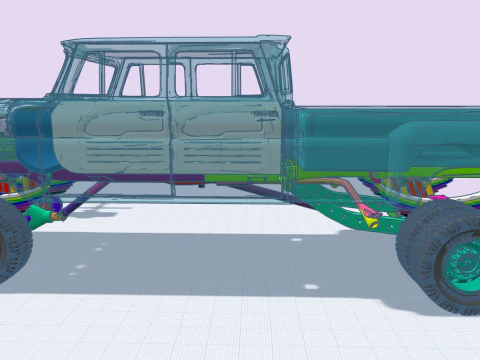 12 inch lift 1965 K10 Crew Cab add ons volume 3 with Custom Trailer 3D Print Model