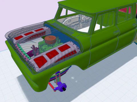 12 inch lift 1965 K10 Crew Cab add ons volume 3 with Custom Trailer 3D Print Model