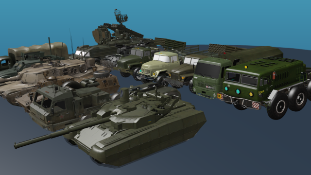 Miliary vehicles Modello 3D .c4d .max .obj .3ds .fbx .stl .blend 