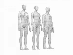 Maglia base naturale femminile e maschile in posa di riposo Modello 3D