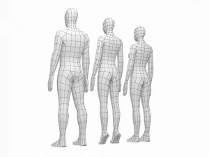 Maglia base naturale femminile e maschile in posa di riposo Modello 3D