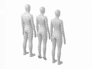 Maglia base naturale femminile e maschile in posa di riposo Modello 3D