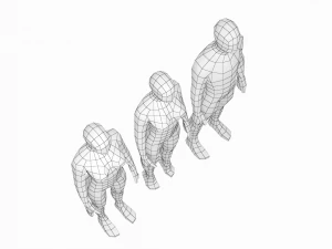 Maglia base naturale femminile e maschile in posa di riposo Modello 3D