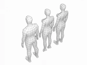 Maglia base naturale femminile e maschile in posa di riposo Modello 3D