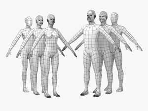 Natural Female and Male Base Mesh in A Pose BUNDLE 3D Model