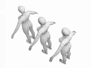 Nat&uuml;rliches weibliches und m&auml;nnliches Basisnetz in einem Posenpaket 3D Modell