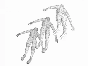 Nat&uuml;rliches weibliches und m&auml;nnliches Basisnetz in einem Posenpaket 3D Modell