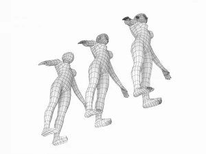 Nat&uuml;rliches weibliches und m&auml;nnliches Basisnetz in einem Posenpaket 3D Modell