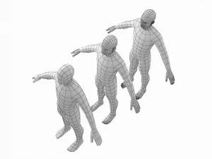 Nat&uuml;rliches weibliches und m&auml;nnliches Basisnetz in einem Posenpaket 3D Modell