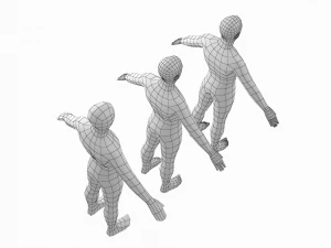 Nat&uuml;rliches weibliches und m&auml;nnliches Basisnetz in einem Posenpaket 3D Modell