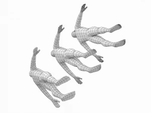 Nat&uuml;rliches weibliches und m&auml;nnliches Basisnetz in einem Posenpaket 3D Modell