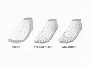 Nat&uuml;rliches weibliches und m&auml;nnliches Basisnetz in einem Posenpaket 3D Modell