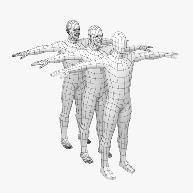 Natural Male Base Mesh in T-Pose 3D Model .c4d .max .obj .3ds .fbx .stl .blend 
