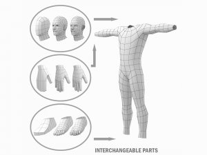 Natural Male Base Mesh in T-Pose 3D Model