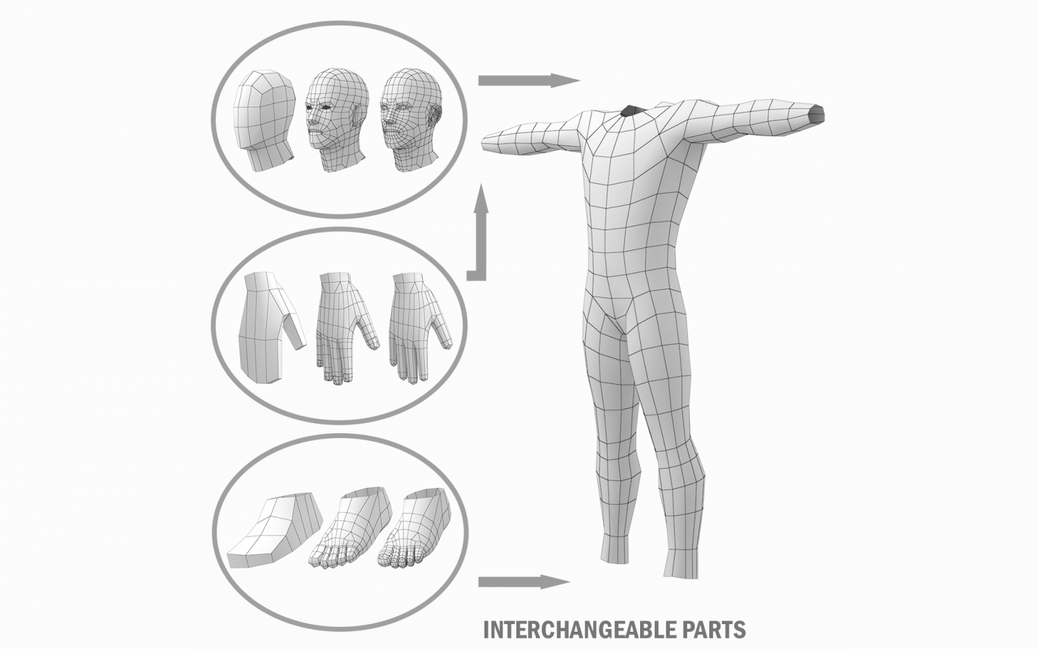 3d character design sheet, clean T-Pose of a male
