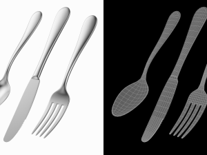 Dessert Knife Fork Spoon Generic Cutlery Modelo 3D