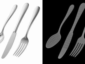 Dessert Knife Fork Spoon Generic Cutlery 3D Model