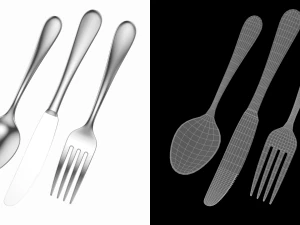 Dessert Knife Fork Spoon Generic Cutlery 3D Model