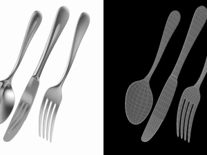 Dessert Knife Fork Spoon Generic Cutlery 3D Model