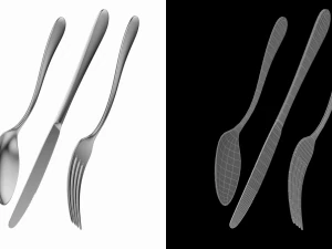 Dessert Knife Fork Spoon Generic Cutlery 3D Model