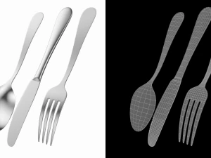 Dessert Knife Fork Spoon Generic Cutlery 3D Model