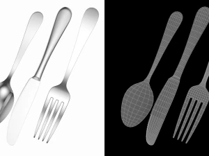Dessert Knife Fork Spoon Generic Cutlery 3D Model