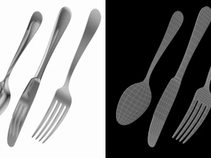 Dessert Knife Fork Spoon Generic Cutlery 3D Model